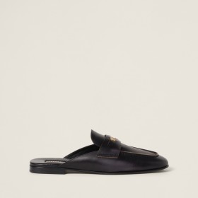 Miu Miu Bleached Leather Loafers Black