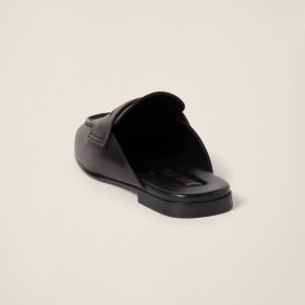 Miu Miu Bleached Leather Loafers Black