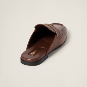 Miu Miu Bleached Leather Loafers Sienna