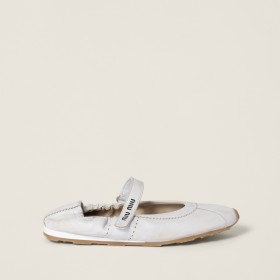 Miu Miu Bleached Nappa Leather Ballerinas White