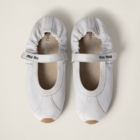 Miu Miu Bleached Nappa Leather Ballerinas White