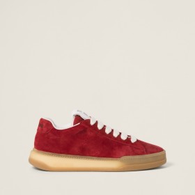 Miu Miu Bleached Suede Sneakers Scarlet