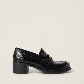 Miu Miu Brushed Leather Loafers Black
