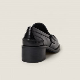 Miu Miu Brushed Leather Loafers Black