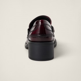 Miu Miu Brushed Leather Loafers Crimson