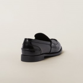 Miu Miu Brushed Leather Penny Loafers Black