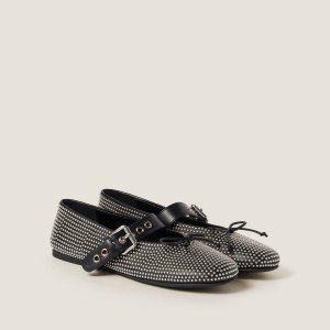 Miu Miu Calf Leather Ballerina Flats Black