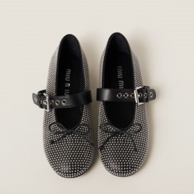 Miu Miu Calf Leather Ballerina Flats Black
