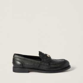 Miu Miu Calfskin Penny Loafers Black