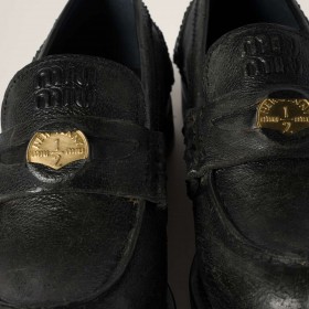 Miu Miu Calfskin Penny Loafers Black