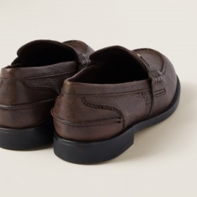 Miu Miu Calfskin Penny Loafers Cocoa Brown
