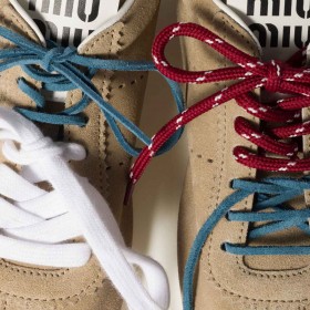 Miu Miu Colored Leather Laces Aviation Blue