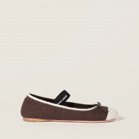 Miu Miu Crochet Knit Ballerinas Cocoa Ivory