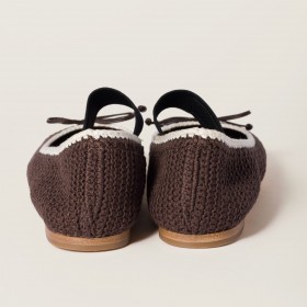 Miu Miu Crochet Knit Ballerinas Cocoa Ivory