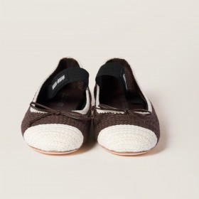 Miu Miu Crochet Knit Ballerinas Cocoa Ivory