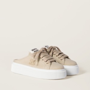 Miu Miu Denim Sneaker Mules Colonial Beige