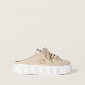 Miu Miu Denim Sneaker Mules Colonial Beige