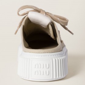 Miu Miu Denim Sneaker Mules Colonial Beige
