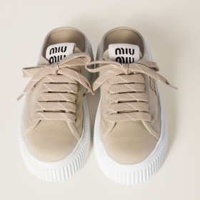 Miu Miu Denim Sneaker Mules Colonial Beige