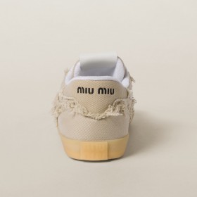 Miu Miu Denim Sneakers Colonial Beige