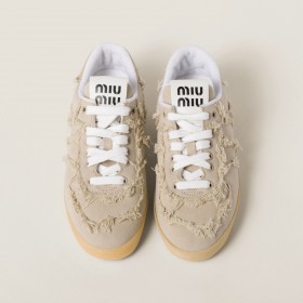 Miu Miu Denim Sneakers Colonial Beige