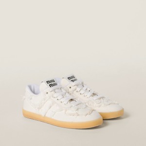 Miu Miu Denim Sneakers Ivory