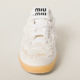 Miu Miu Denim Sneakers Ivory