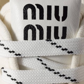 Miu Miu Denim Sneakers With Logo Ivory