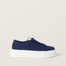 Miu Miu Denim Sneakers With Logo Royal Blue