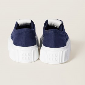 Miu Miu Denim Sneakers With Logo Royal Blue