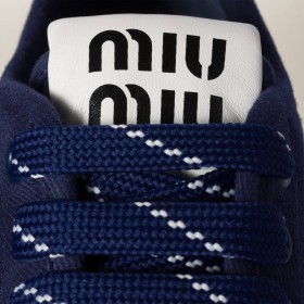 Miu Miu Denim Sneakers With Logo Royal Blue
