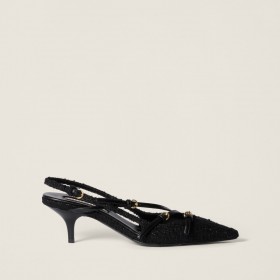 Miu Miu Fabric Slingbacks With Straps Black