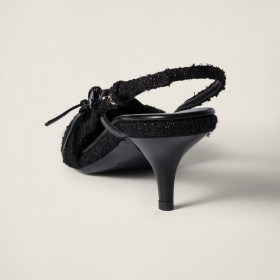 Miu Miu Fabric Slingbacks With Straps Black