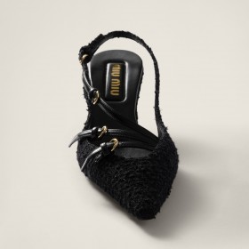 Miu Miu Fabric Slingbacks With Straps Black