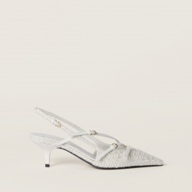 Miu Miu Fabric Slingbacks With Straps White