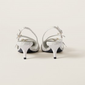 Miu Miu Fabric Slingbacks With Straps White