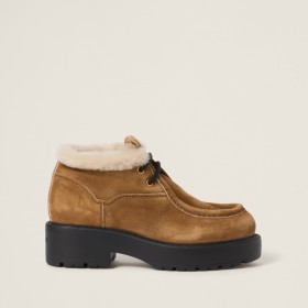Miu Miu Faded Suede Booties Cinnamon
