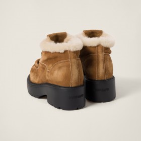 Miu Miu Faded Suede Booties Cinnamon