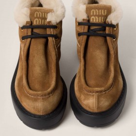 Miu Miu Faded Suede Booties Cinnamon