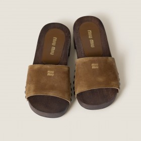 Miu Miu Faded Suede Clogs Cinnamon