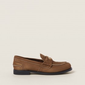 Miu Miu Faded Suede Loafers Cinnamon