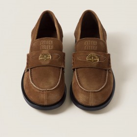 Miu Miu Faded Suede Loafers Cinnamon