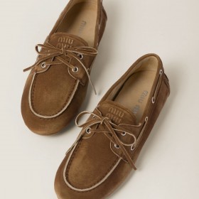Miu Miu Faded Unlined Suede Loafers Cinnamon