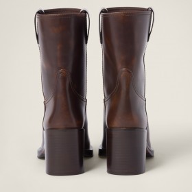 Miu Miu Fume Leather Booties Sienna 5U966D
