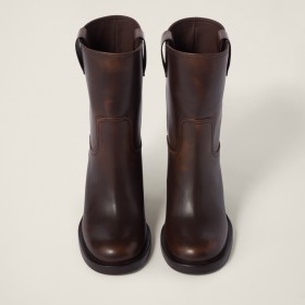 Miu Miu Fume Leather Booties Sienna 5U966D