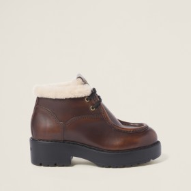 Miu Miu Fume Leather Booties Sienna