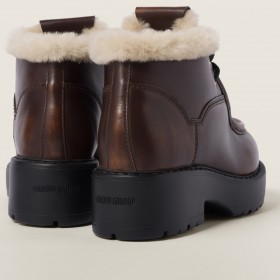 Miu Miu Fume Leather Booties Sienna