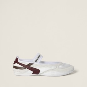 Miu Miu Gymnasium Technical Fabric And Suede Ballerinas White Burgundy