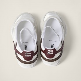Miu Miu Gymnasium Technical Fabric And Suede Ballerinas White Burgundy