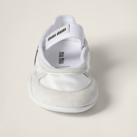 Miu Miu Gymnasium Technical Fabric And Suede Ballerinas White Burgundy